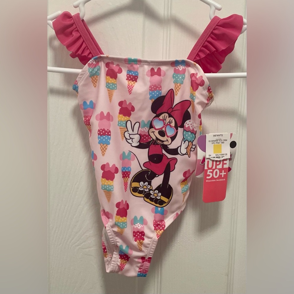 NWT-Disney Pink Minnie Mouse Ice cream Swimsuit